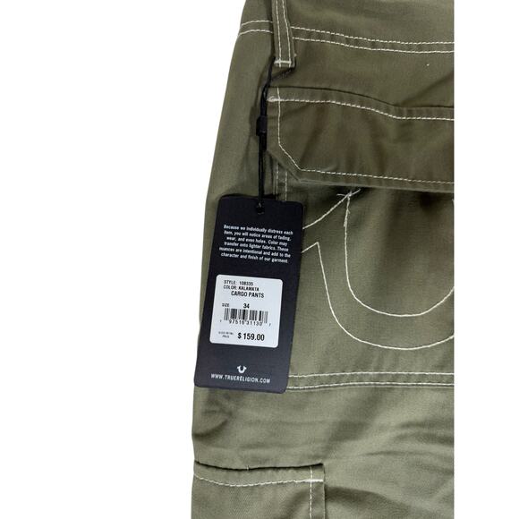 NWT True Religion Cargo Pants Men Army Green Size 34 - Picture 5 of 8